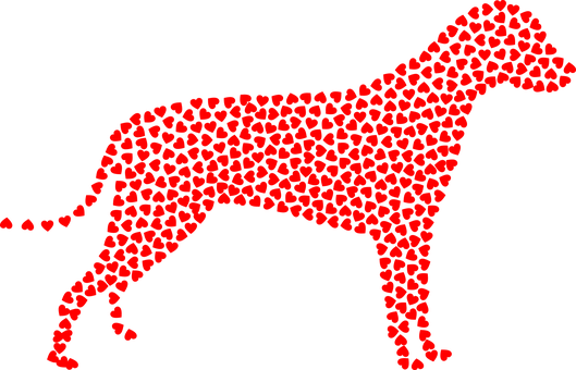 Dog, Canine, Animal, Pet, Hearts, Love - Dog With Heart Clip Art (529x340), Png Download