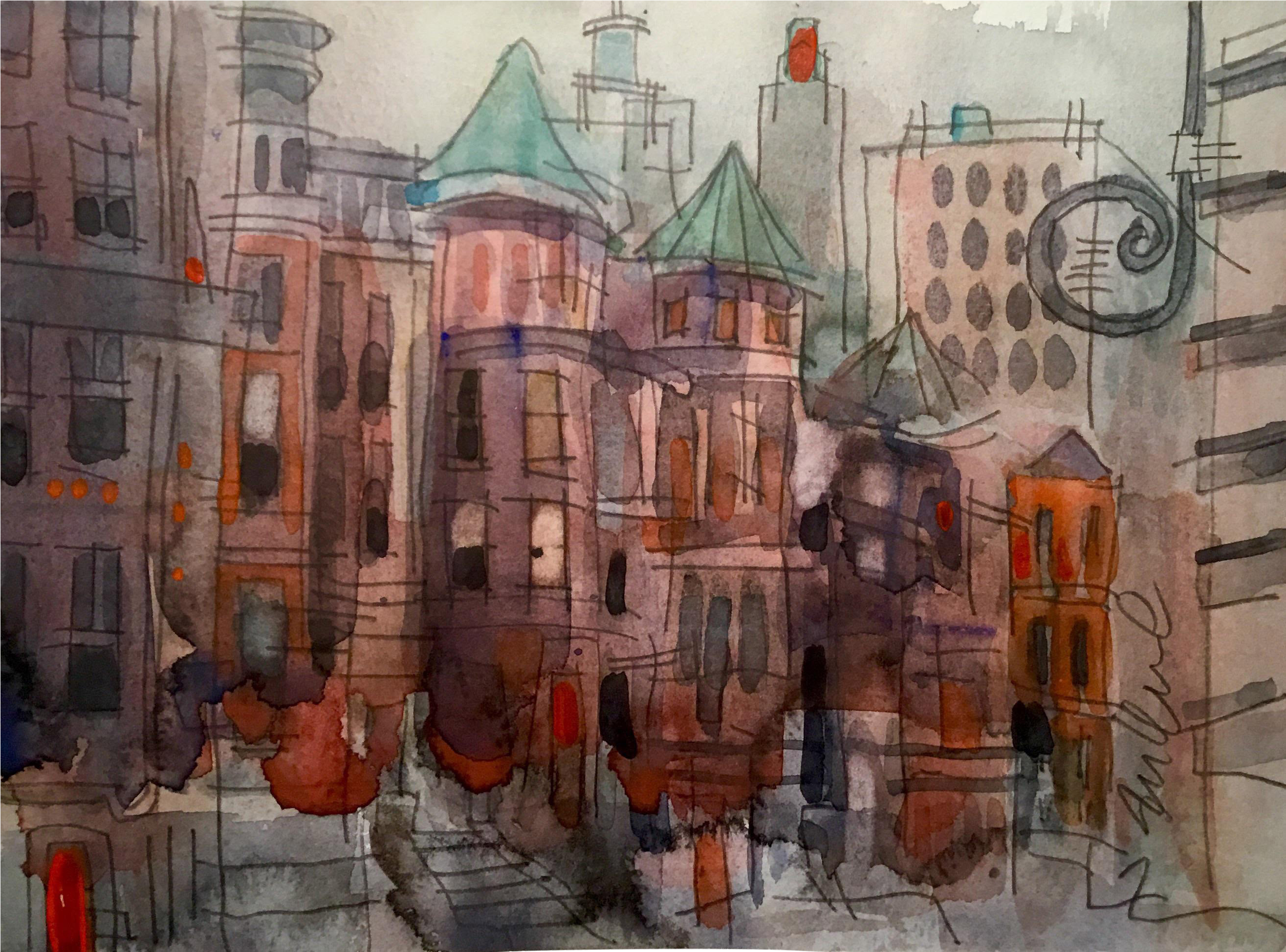 Mr Brownstone Watercolor On Chairish - Painting (2922x2164), Png Download