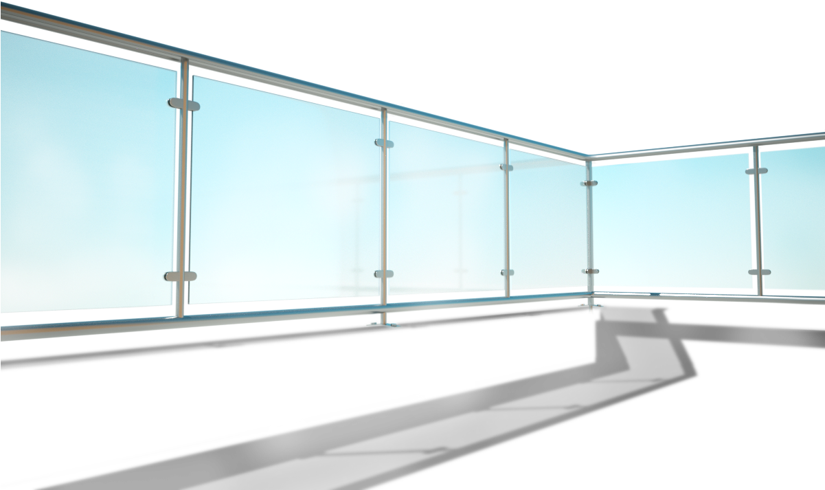 Steel & Glass Panels - Balcony Glass Railing Png (1200x800), Png Download