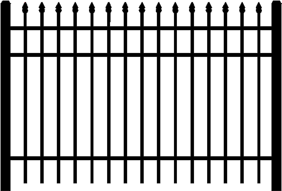 Winsome Vinyl Fence With Metal Gate Architecture Set - Aluminum Fence Staggered Points (593x400), Png Download