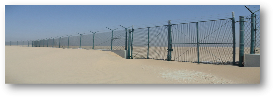 Chain Link Boundary Fence With Gate - Fence (1110x397), Png Download