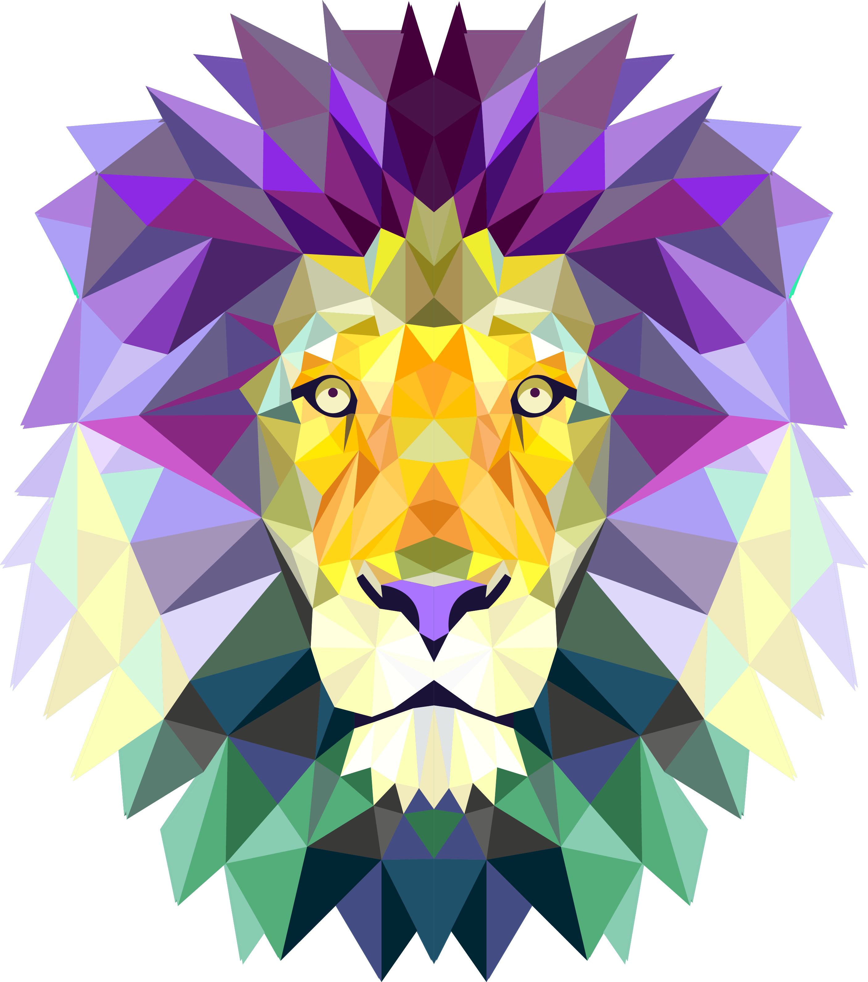 Kratos - Triangle Colorful Lion Head Shower Curtain (2812x3180), Png Download