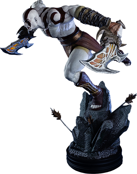19" God Of War Statue God Of War - God Of War Lunging Kratos (480x609), Png Download