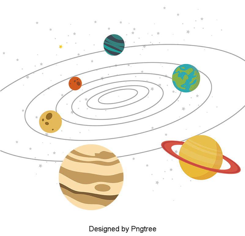 Solar System Cartoon Planets With Stars, Solar, System, - Sistema Solar Animado (800x800), Png Download