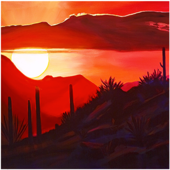 Howard's Sunset - Trivet (600x450), Png Download