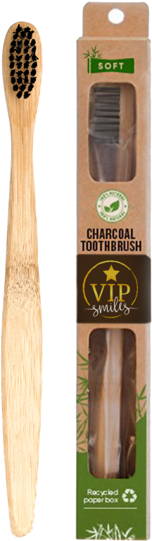 Charcoal Toothbrush With Bamboo Handle - Charcoal (800x800), Png Download