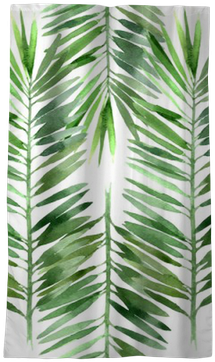 Watercolor Palm Tree Leaf Seamless Blackout Window - Palm Tree Leaves Watercolor (400x400), Png Download