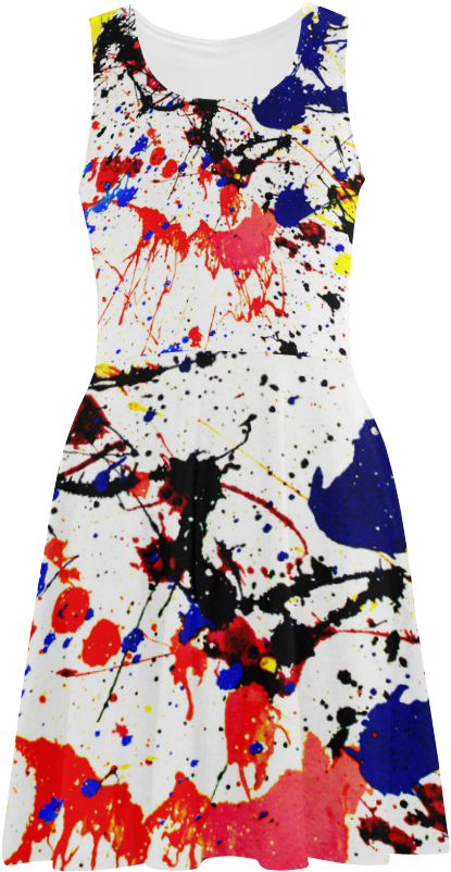 Blue & Red Paint Splatter Atalanta Sundress - Angelinana Custom Blue & Red Paint Splatter Custom (500x500), Png Download