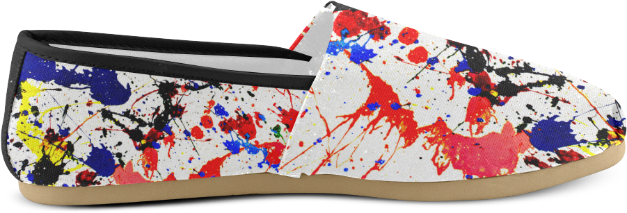 Blue & Red Paint Splatter Womenscasual Shoes At Artsadd - Blue (1000x1000), Png Download