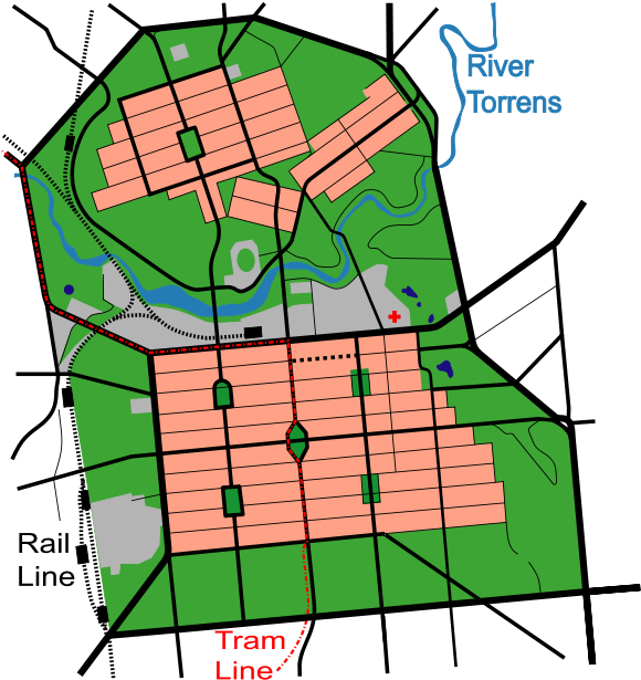The City Of Adelaide, South Australia Was Laid Out - Adelaide Parklands Map (600x642), Png Download