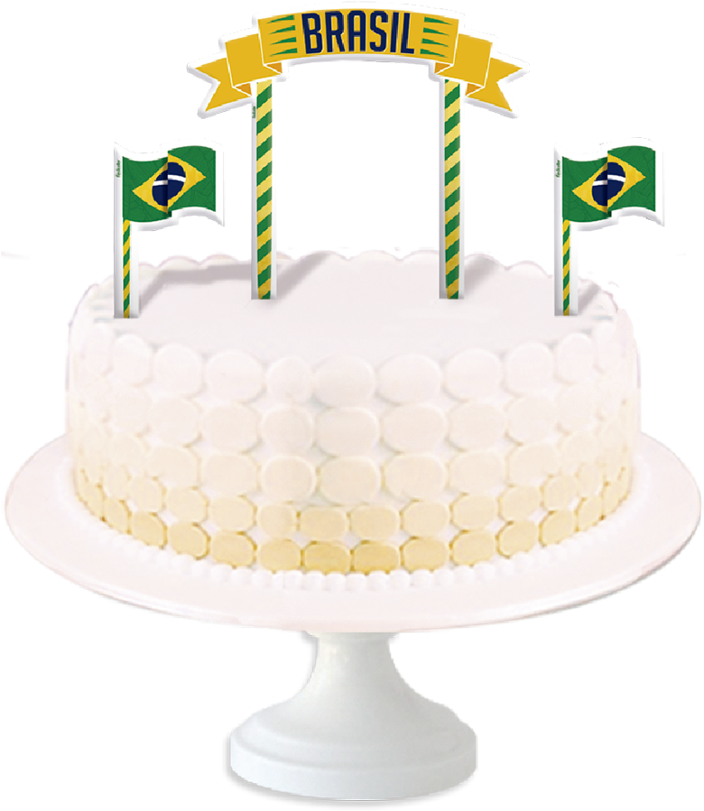 Enfeite Topper Para Bolo Brasil 2018 Festcolor - Bolo Chuva De Amor (900x900), Png Download