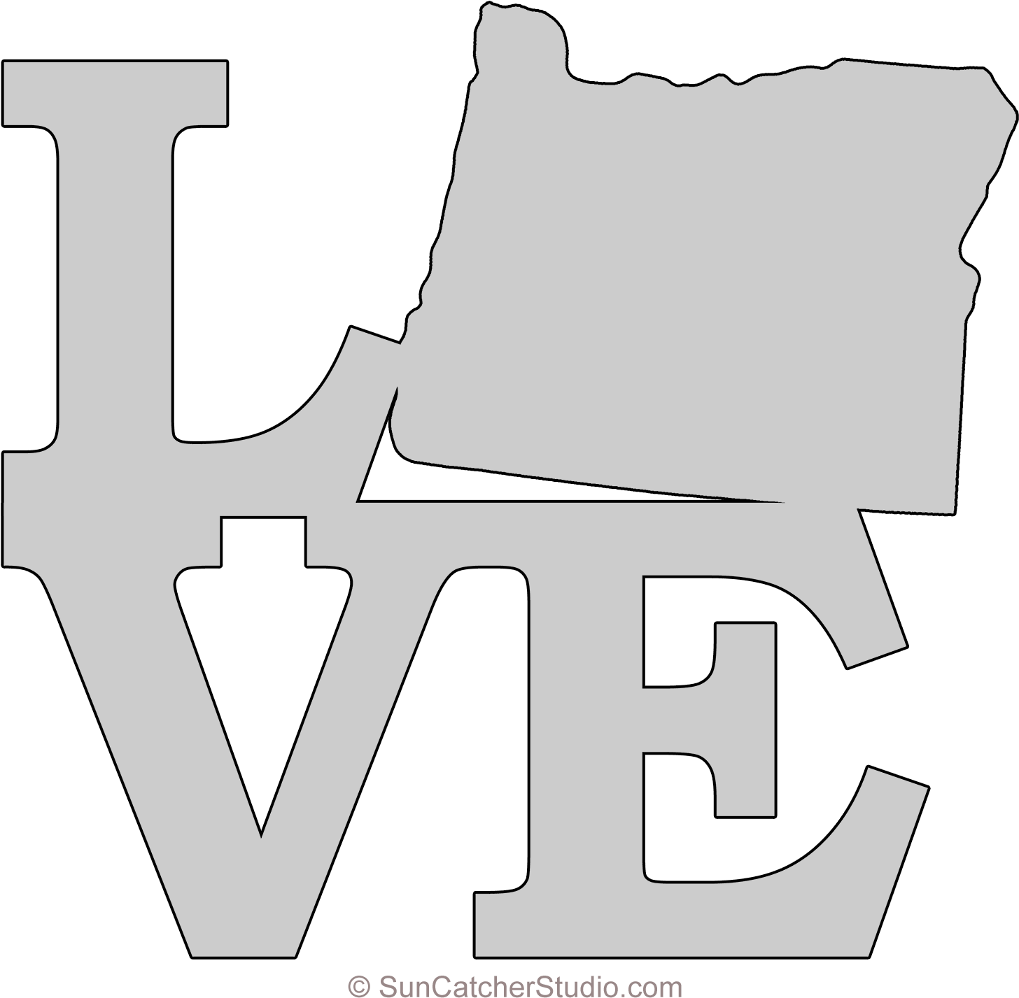 Oregon Love Map Outline Scroll Saw Pattern Shape State - Scroll Saw Patterns Love Louisiana Symbol (1500x1454), Png Download