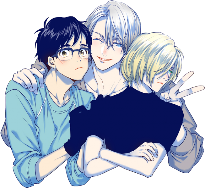 Наклейка Yuuri Katsuki X Victor Nikiforov X Yuri Plisetsky - Yuri On Ice Render (700x651), Png Download