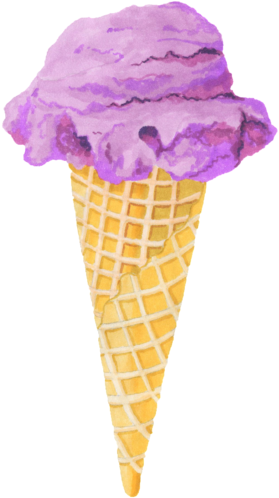 Ziyun Cilindro Cartoon Png Transparente - Watercolor Ice Cream Cone Png (1024x1778), Png Download