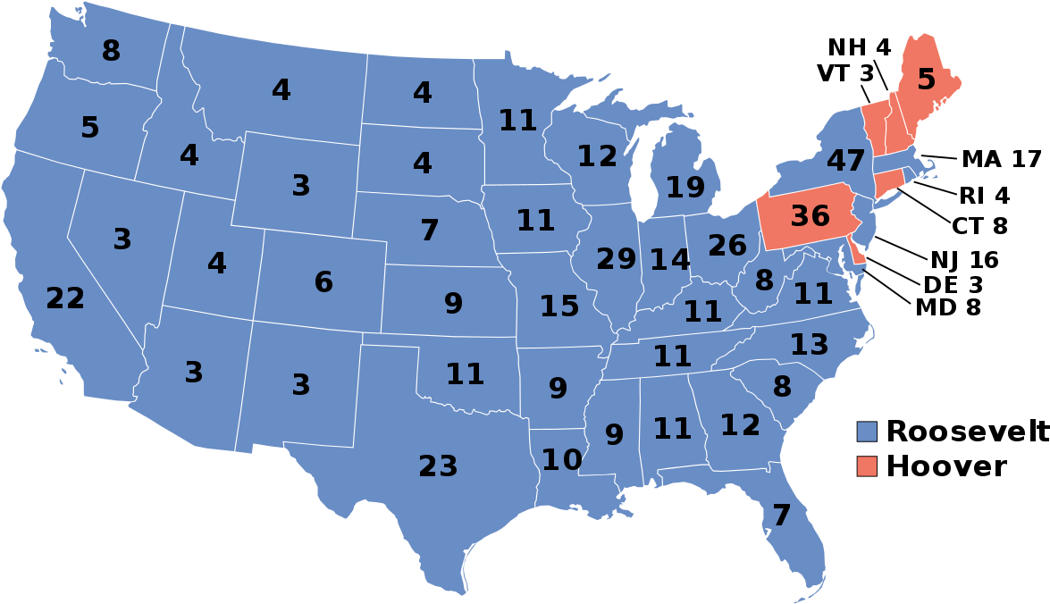 1932 United States Presidential Election - Election Of 1936 (1200x698), Png Download