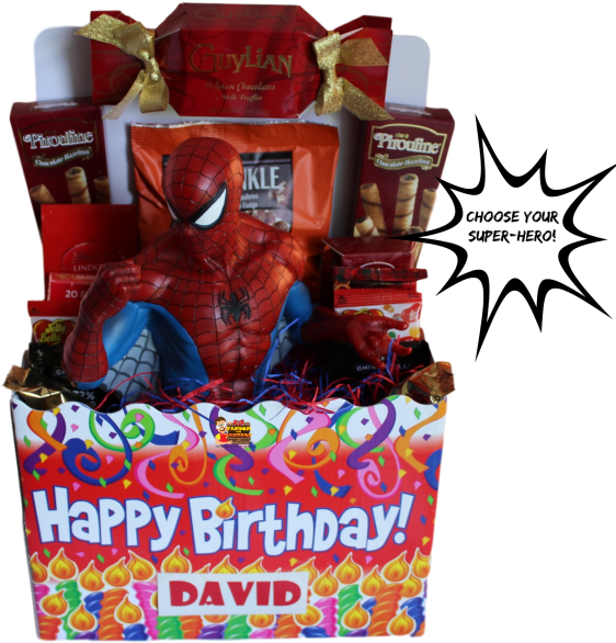 Choose Your Super-hero Birthday Gift Basket - Gift Basket (712x640), Png Download