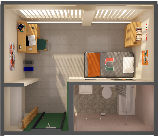 Suite Style, Private Single Room - Small Single University Of Miami (675x600), Png Download