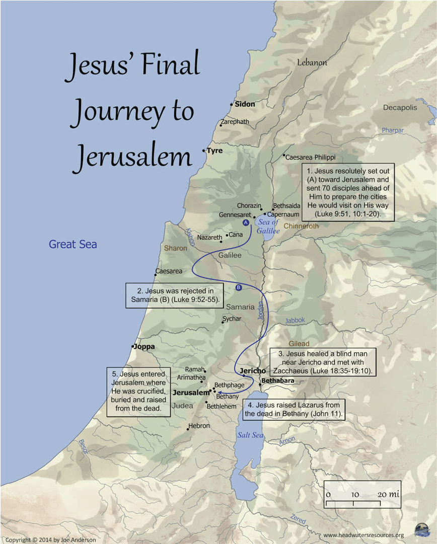 037 Unit2mapdone - Jesus Last Journey To Jerusalem Map (1080x1080), Png Download