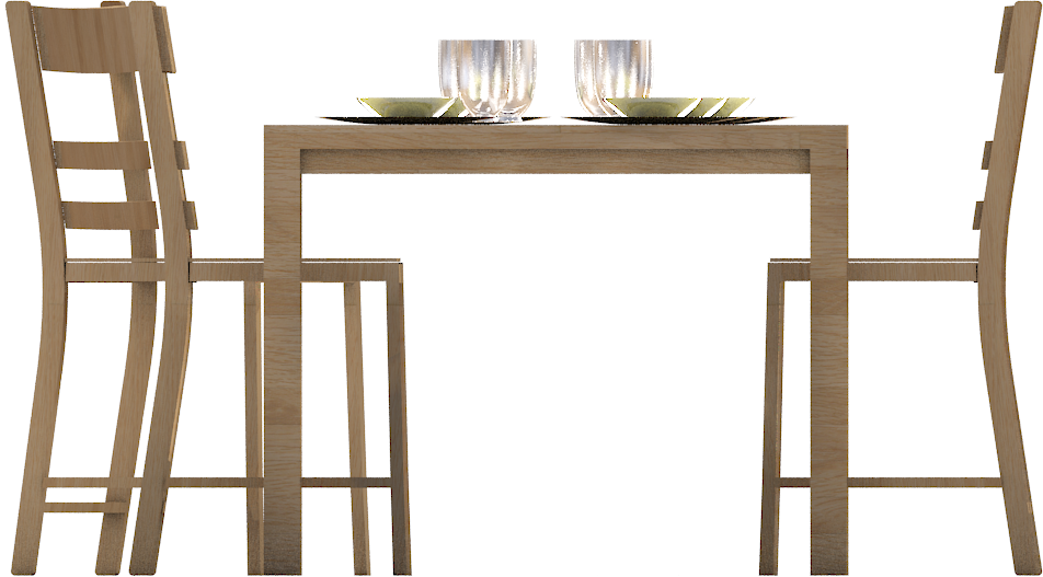 Rightview - Table With Chairs Front View (952x527), Png Download