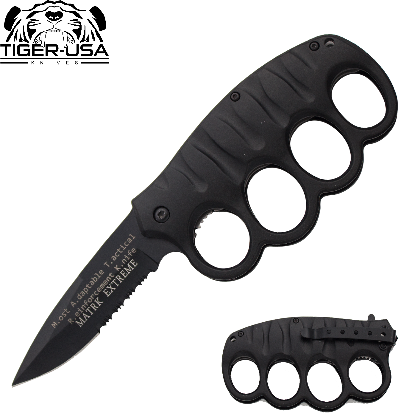 8 Inch Matryk Extreme Trigger Action Trench Knife - Foldable Brass Knuckle Knife (1500x1500), Png Download