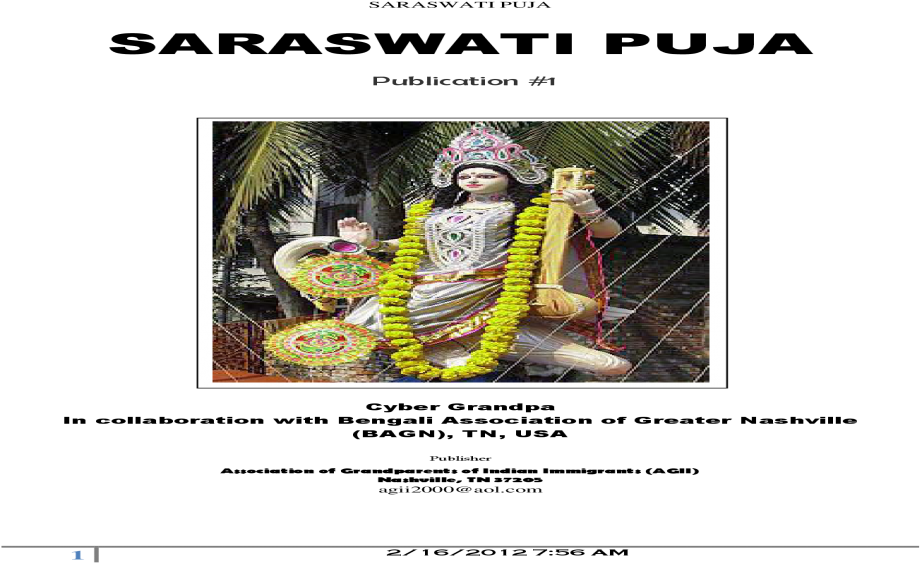 02 Saraswati Puja Global Bagn Final Feb 15, 2012 Pdf - Hindu Temple (1200x630), Png Download