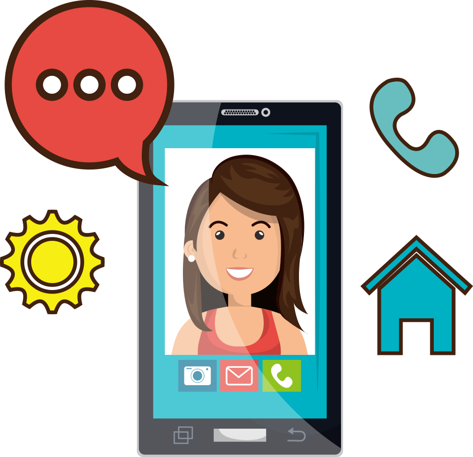 Cartoon Mobile Phone Videotelephony Clip Art - Video Call Png Cartoon (954x922), Png Download