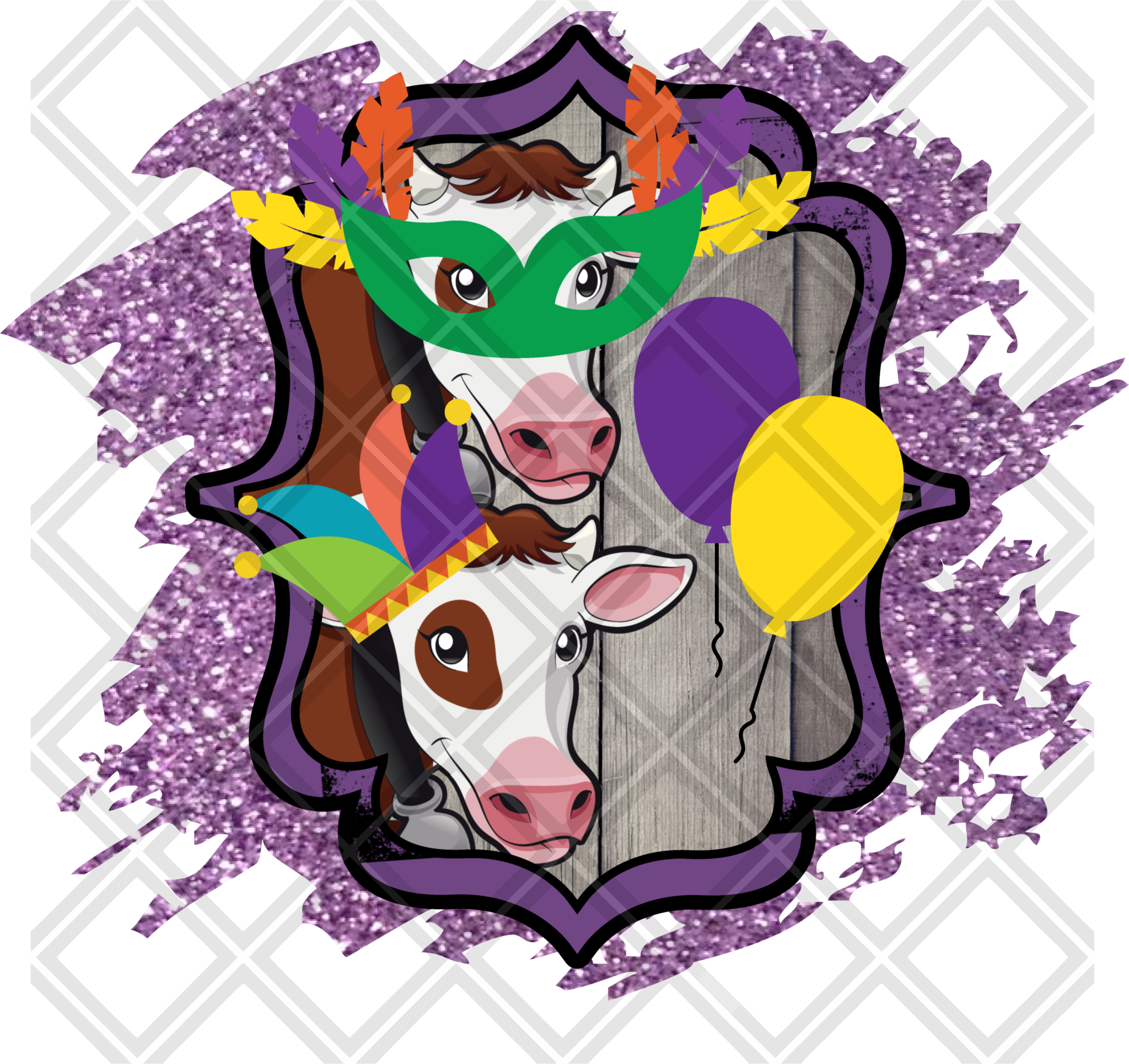 Cow Mardi Gras Png Digital Download Instand Download - Cartoon (2048x1930), Png Download
