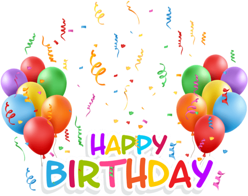 Free Png Transparent Happy Birthday And Baloons Png - Happy Birthday Balloons Png (850x668), Png Download