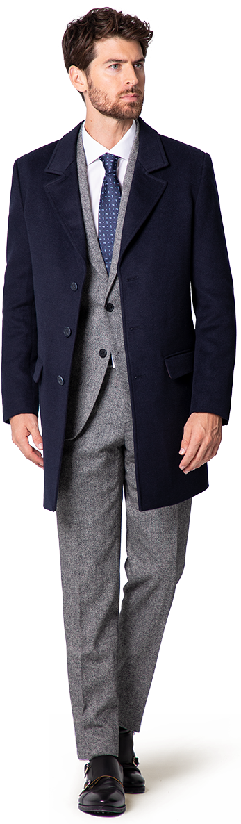 Mens Coat - Abito Con Cappotto Uomo (354x1188), Png Download