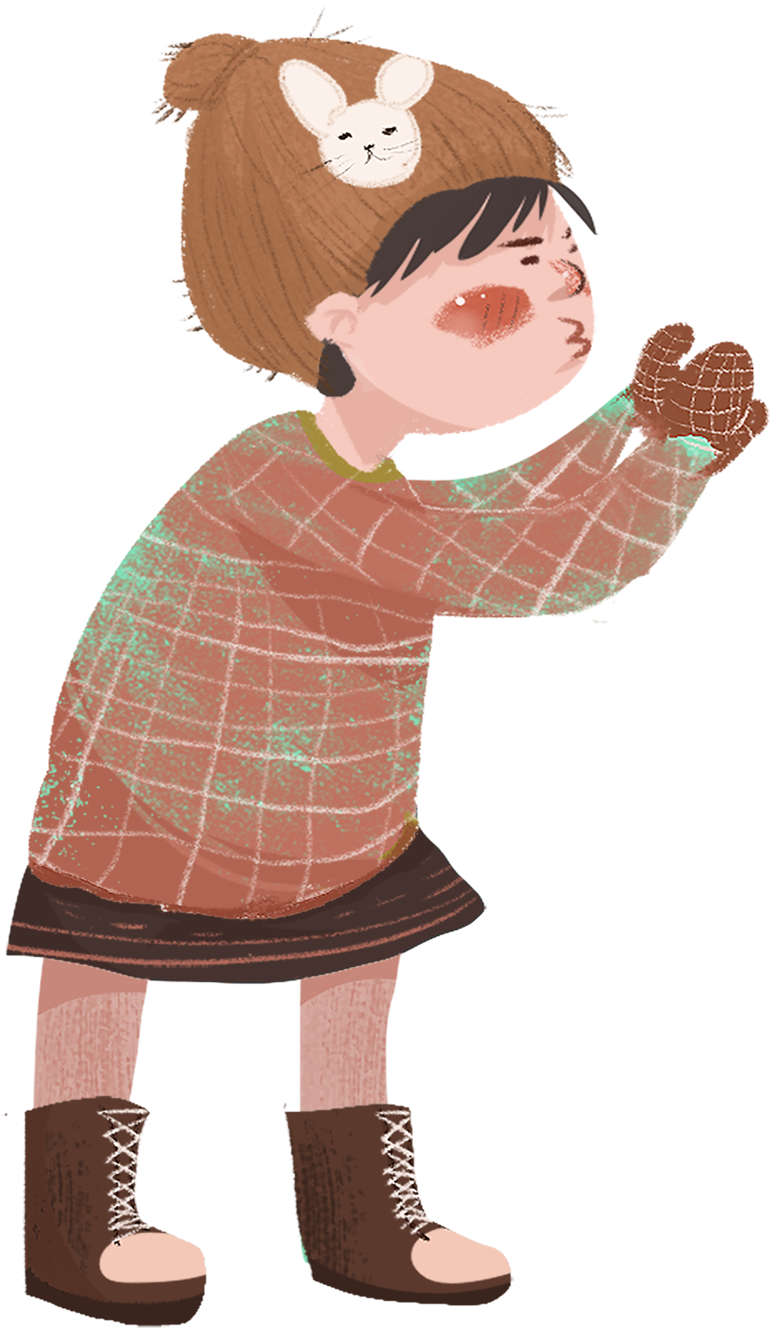 Retro Hand Drawn Girl Character Png And Psd - Cartoon (2000x2000), Png Download