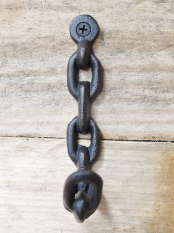 Small Cast Iron Chain Link Coat Hook - Wood (1152x768), Png Download