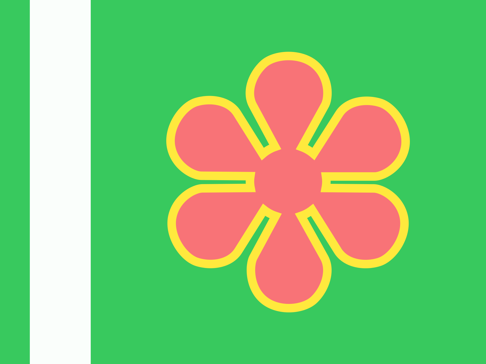 The Pink Flower With Yellow Outline Is The Flag's Symbol - Illustration (1596x1198), Png Download