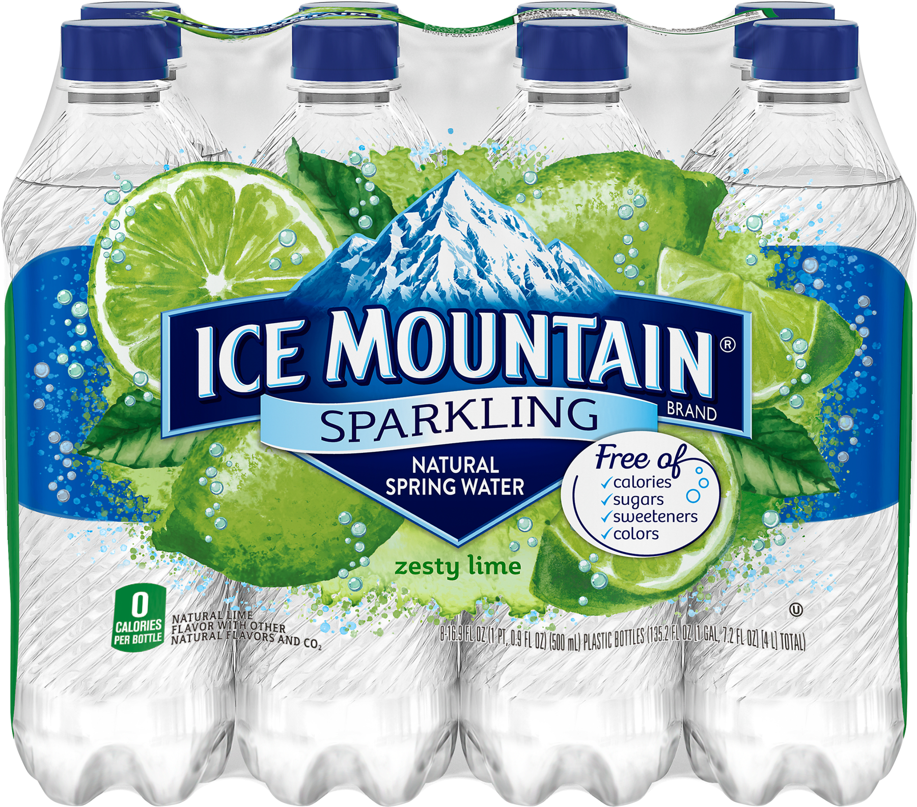 Ice Mountain Zesty Lime Sparkling Water, - Ice Mountain Sparkling Water 8 Pk (1800x1800), Png Download