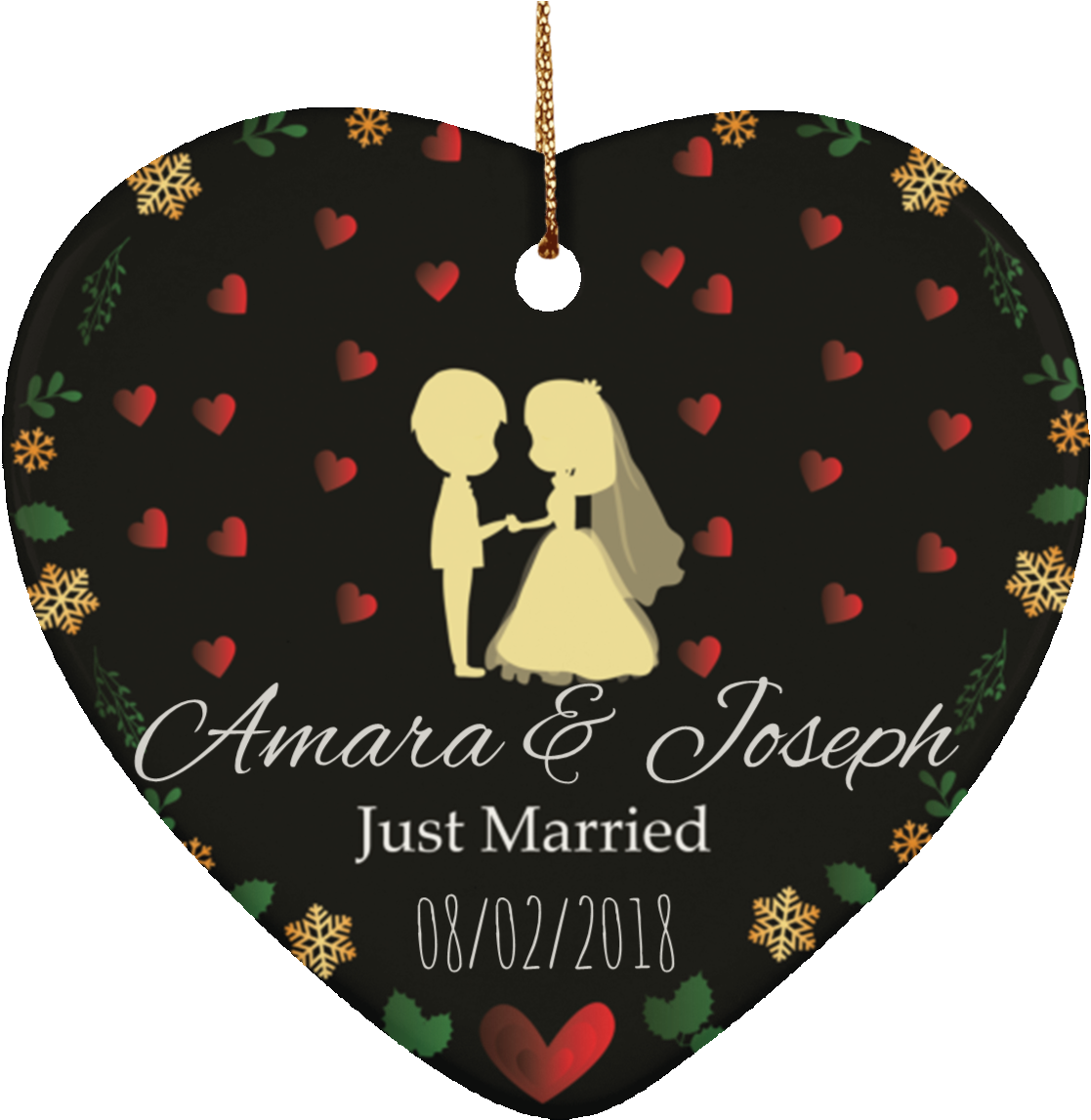 Personalized Heart Shaped Ornament For Newly Married - Amy Nails (1155x1155), Png Download