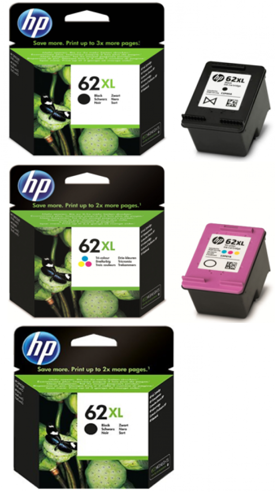 Hp 62xl Black & Tri-colour (1) Original Ink Cartridge - Hp 301 Xl (1000x1000), Png Download