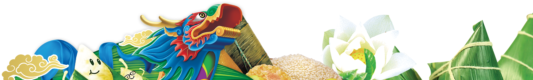 Hand Painted Cartoon Dragon Boat Festival Decoration - Illustration (2000x562), Png Download