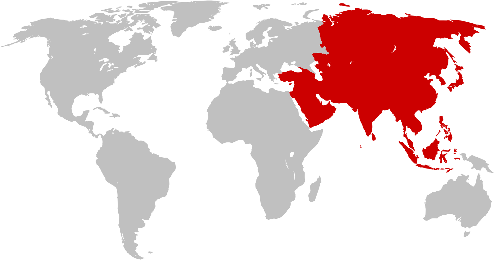 Open - World Map With Asia Highlighted (2000x1022), Png Download