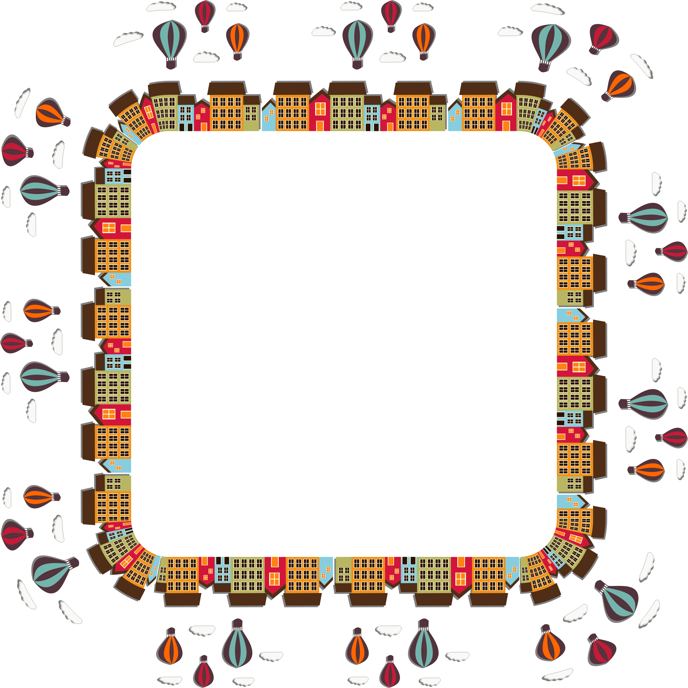 This Free Icons Png Design Of Hot Air Balloons Cityscape (2340x2340), Png Download