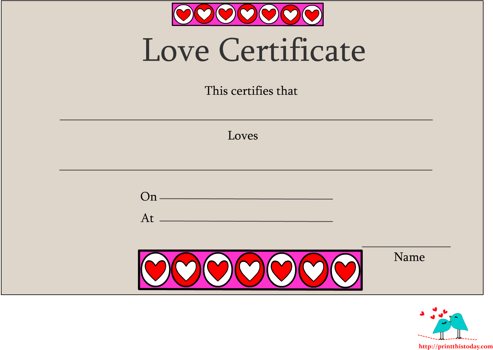Love Certificate Printable - Hd Plain Love Background (1650x1275), Png Download
