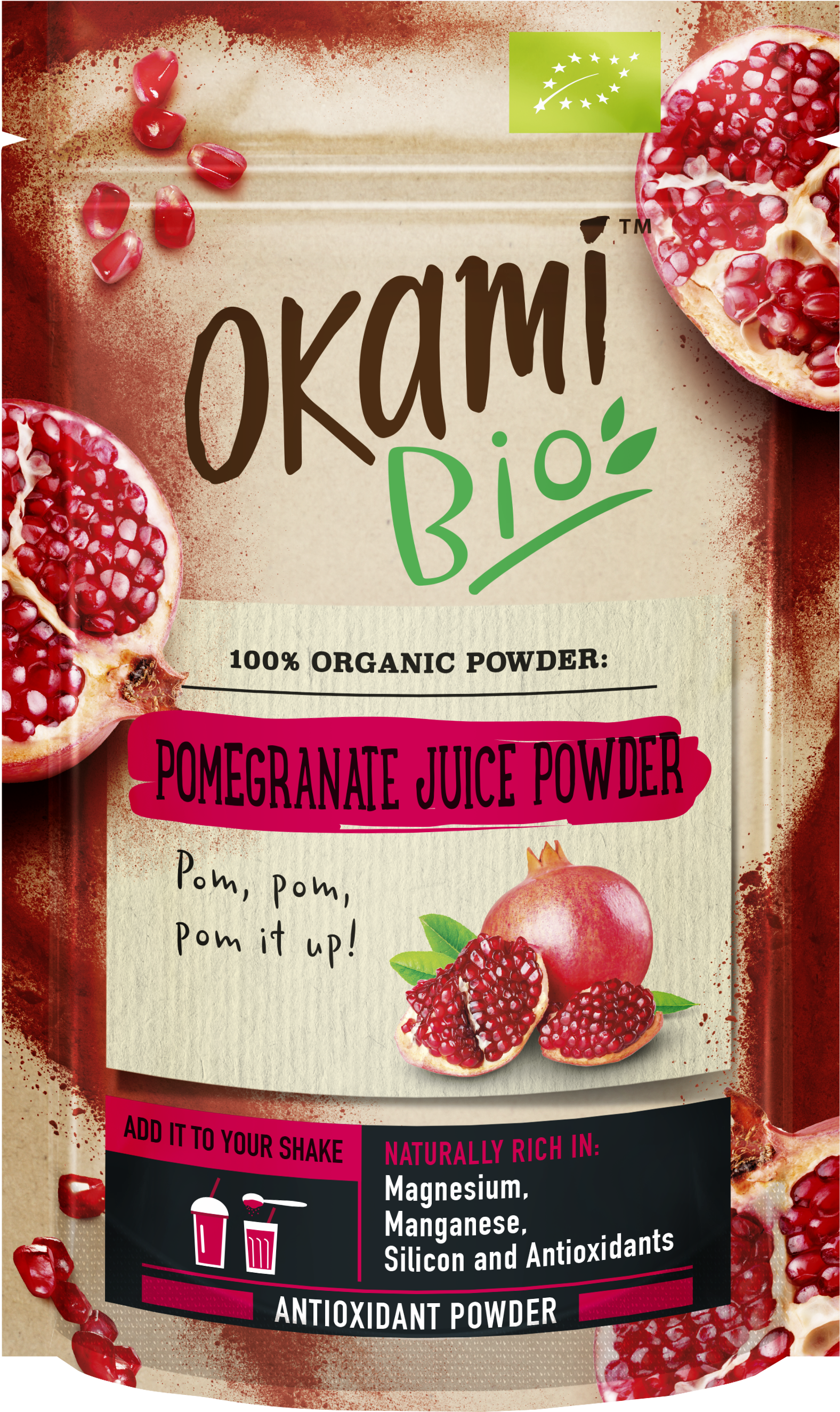 Okami Organic Pomegranate Juice Powder - Superfood (2476x2874), Png Download