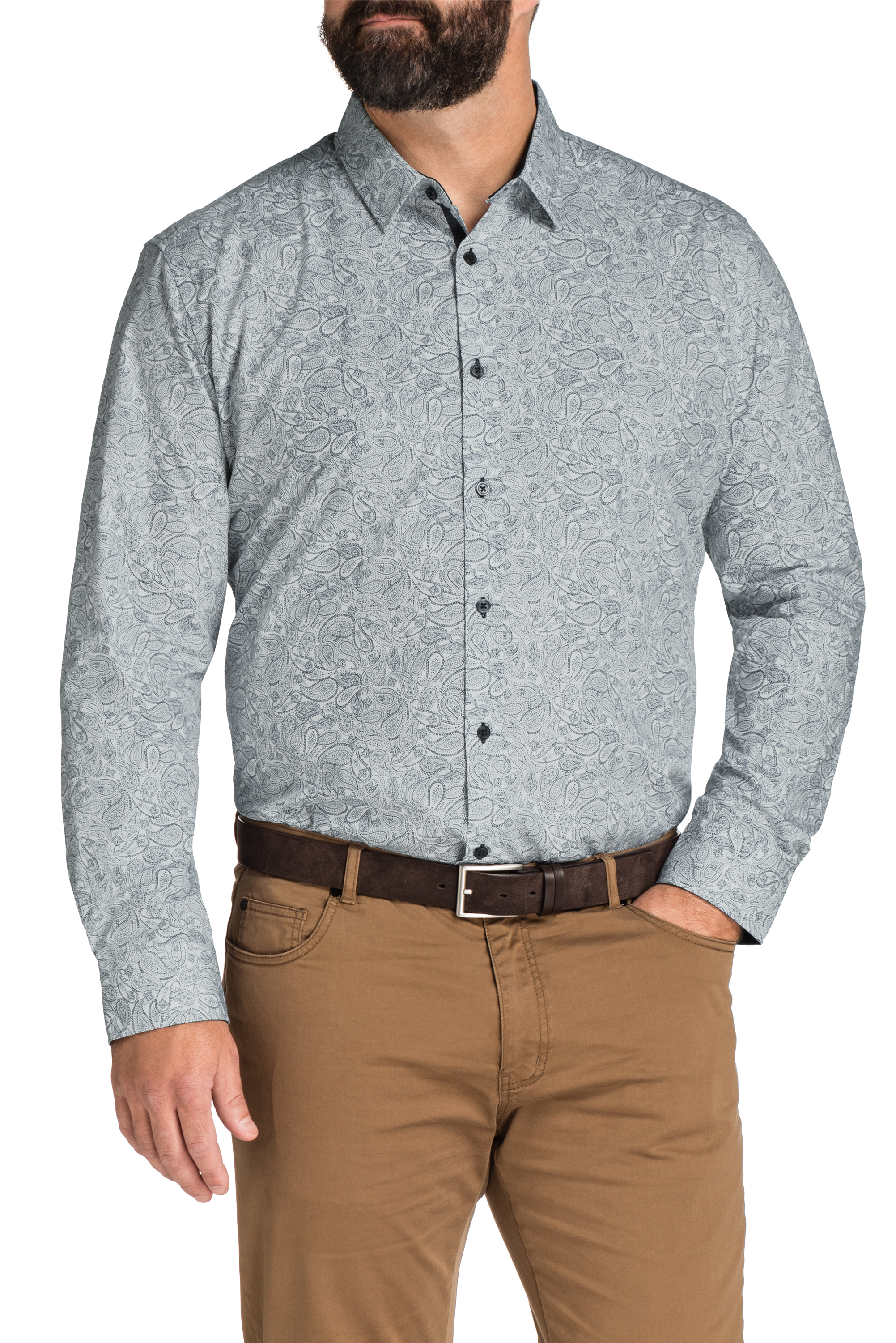 White Stone Paisley Print Shirt - Formal Wear (3000x3000), Png Download