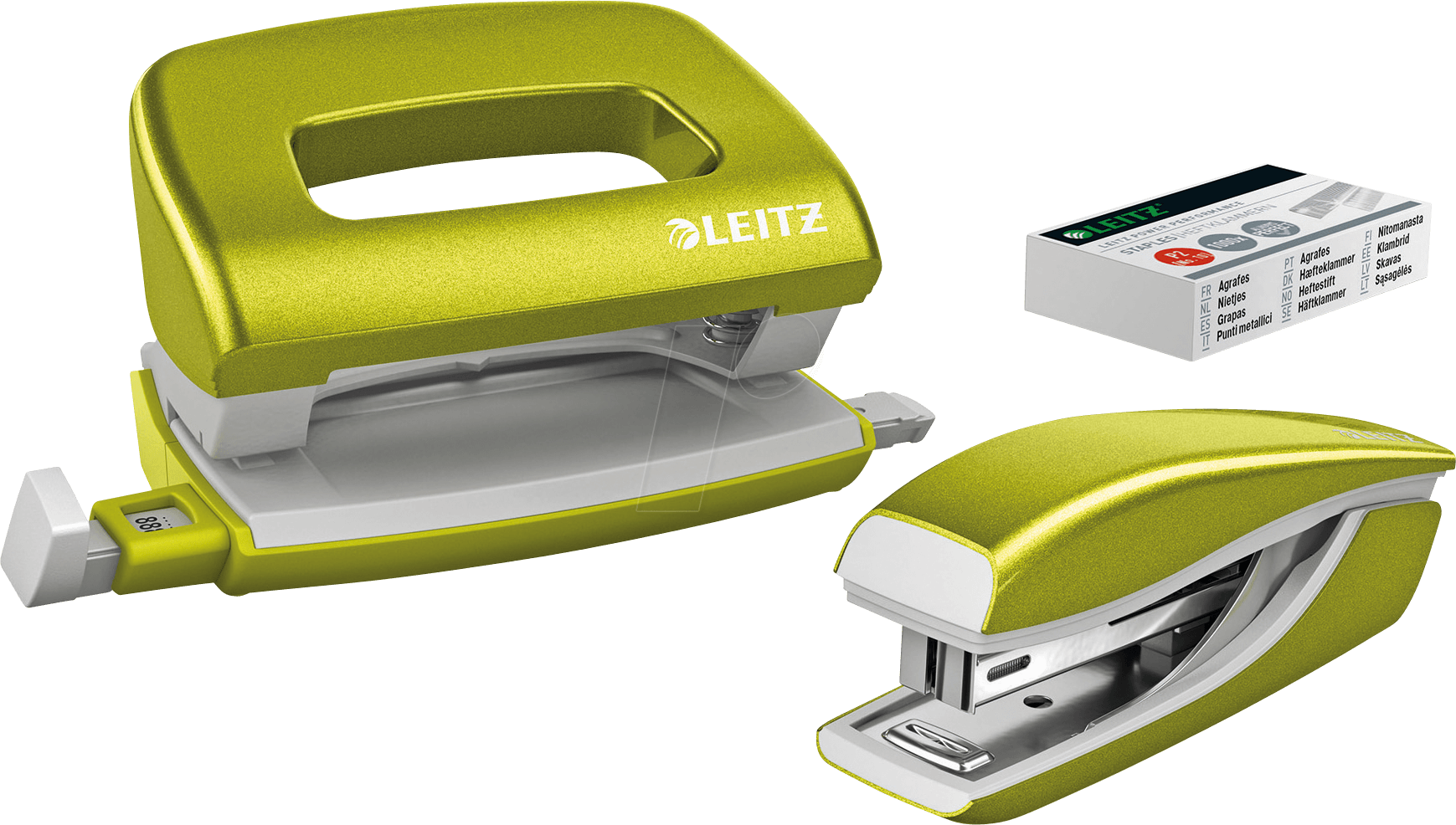Nexxt Wow Mini Stapler And Hole Punch Set, Green Leitz - Zımba Delgeç Seti Leıtz (1739x986), Png Download