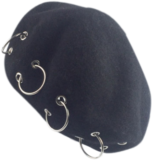 Warm Wool Circle Embellished Beret - Beanie (558x744), Png Download