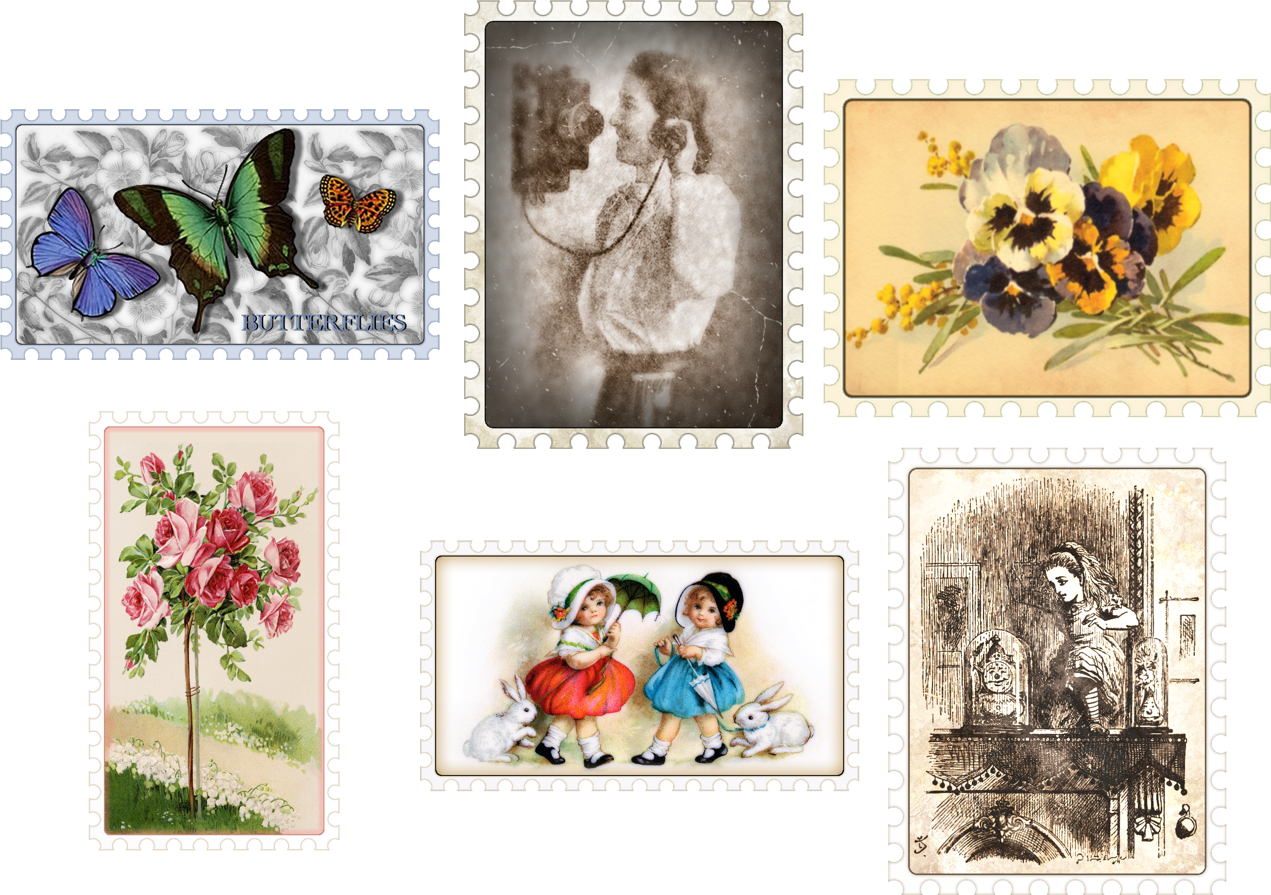 Vintage Stamp Collection - Scrapbooking (2785x2113), Png Download
