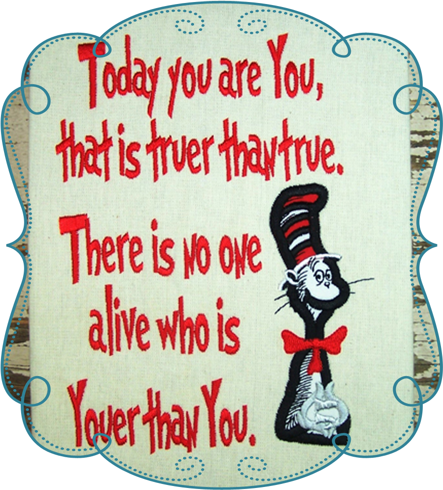 Dr Seuss Sayings Applique Machine Hat Quotes, Dr Seuss, - Cat In The Hat (1000x1000), Png Download