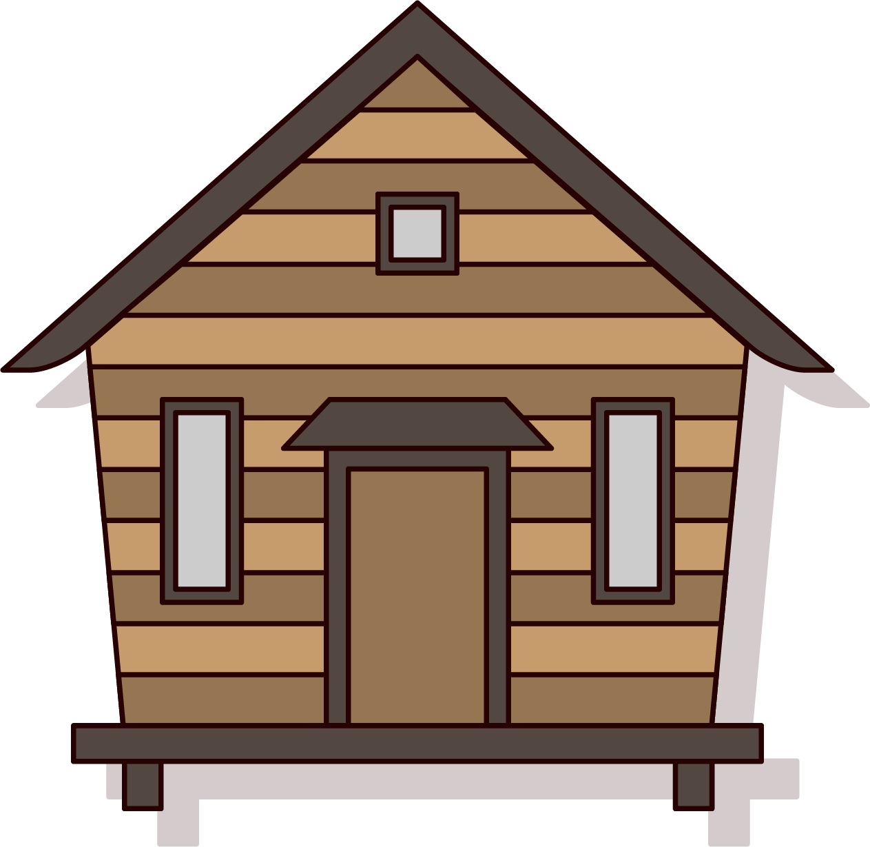 Log Cabin House A - Cartoon Cabin (1263x1229), Png Download