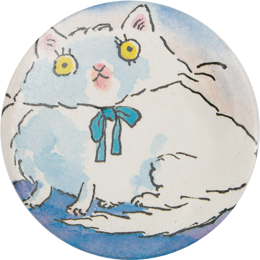 White Cat In Blue Bow - Cartoon (1000x984), Png Download