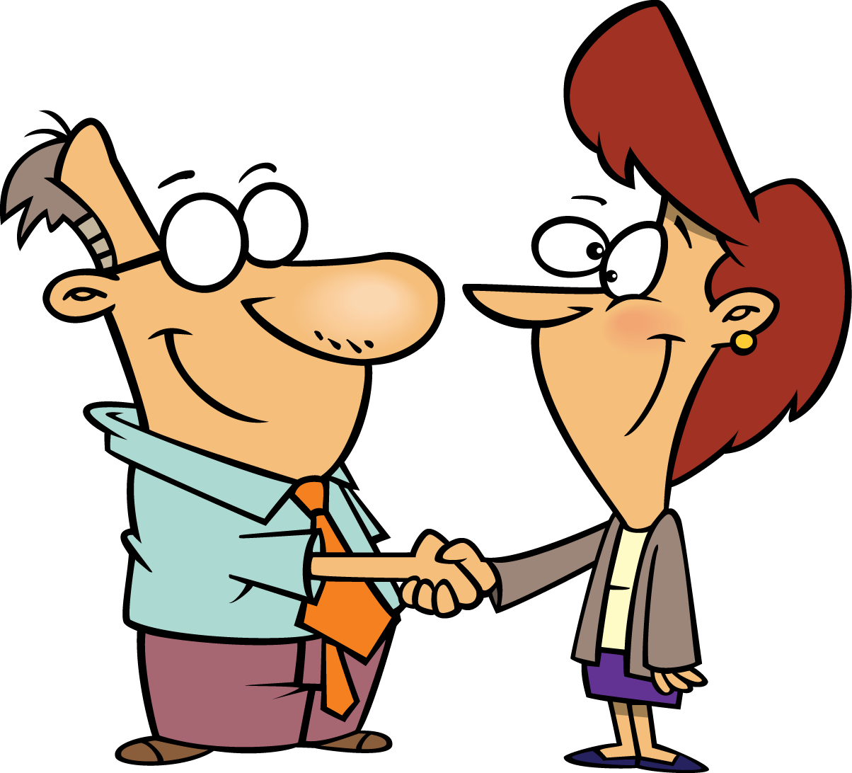 Friendly People Shaking Hands Clipart - Cartoon People Shaking Hands (1204x1092), Png Download