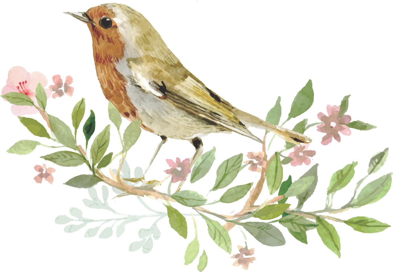 Sparrow Bird Watercolor Painting - Invitation With Bird (1382x957), Png Download