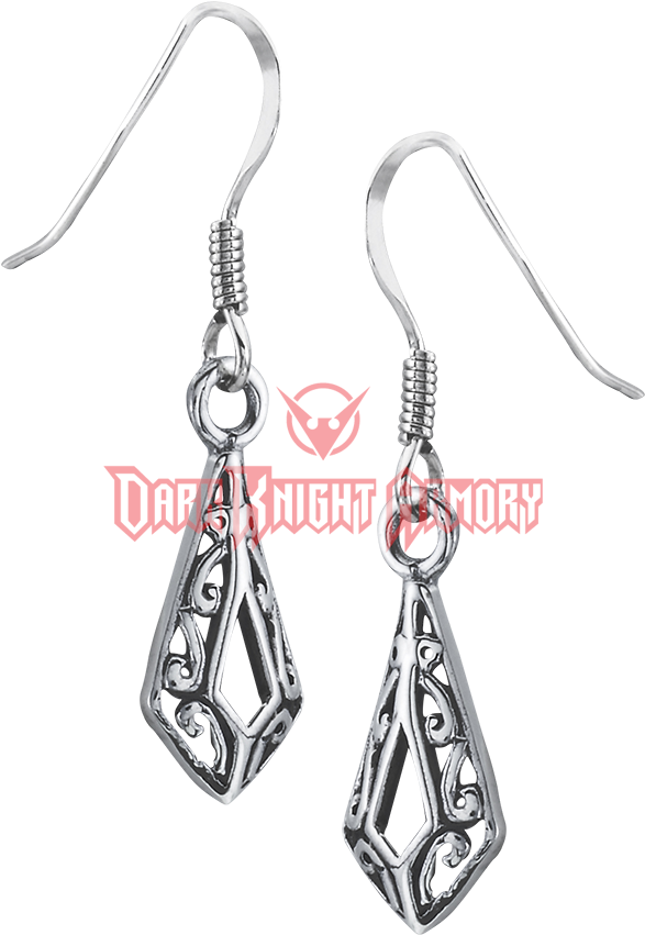 Sterling Silver Filigree Scrollwork Earrings - Earrings (850x850), Png Download